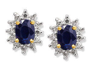 9ct Gold Diamond And Sapphire Earrings 12pts