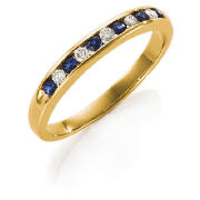 9ct Gold Diamond And Sapphire Eternity Ring. O