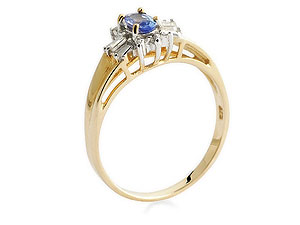 9ct Gold Diamond And Tanzanite Cluster Ring -