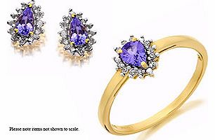 9ct Gold Diamond And Tanzanite Ring And Earring