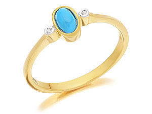 9ct Gold Diamond And Turquoise Birthstone Ring