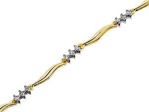 9ct gold Diamond and Wavy Link Bracelet 045702