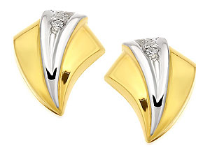 9ct Gold Diamond Art Deco Earrings 11mm - 070930