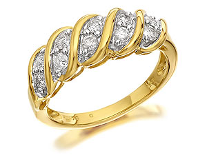 9ct Gold Diamond Banded Half Eternity Ring