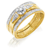 9CT GOLD DIAMOND BRIDAL RING SET, R