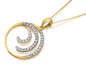 9ct Gold Diamond Catherine Wheel Pendant And