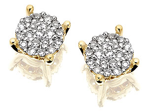 9ct Gold Diamond Cluster Earrings 10pts - 049629