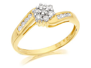 9ct Gold Diamond Crossover Cluster Ring 0.25ct