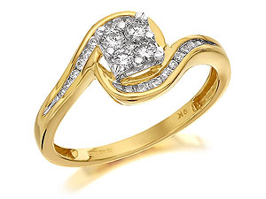 9ct Gold Diamond Crossover Cluster Ring 0.33ct