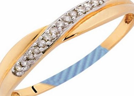 9ct Gold Diamond Crossover Eternity Ring - Size N