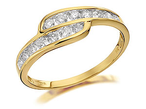 9ct Gold Diamond Crossover Half Eternity Ring