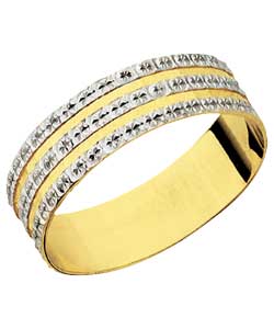 9ct Gold Diamond Cut 3 Row 6mm Sparkle Ring