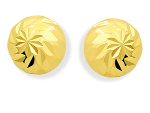 9ct Gold Diamond-Cut 6mm Ball Stud Earrings 070122