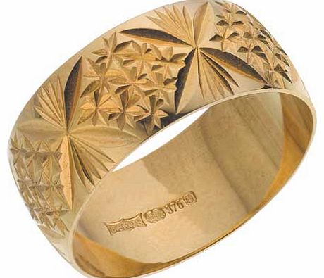 9ct Gold Diamond Cut 8mm Wedding Ring - Size U