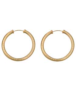 9ct Gold Diamond Cut Capped Hoop Earrings