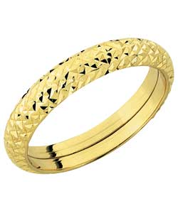 9ct Gold Diamond Cut Criss Cross Tube Band Ring
