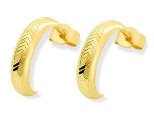 9ct Gold Diamond Cut Earrings - 072648