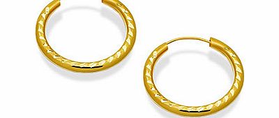 9ct Gold Diamond Cut Hoop Earrings 20mm - 072016