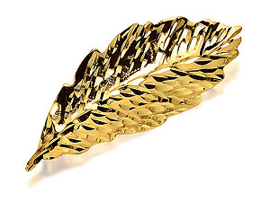 9ct Gold Diamond Cut Leaf Brooch - 079103