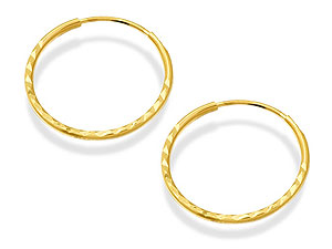 9ct Gold Diamond Cut Sleeper Earrings 12mm -