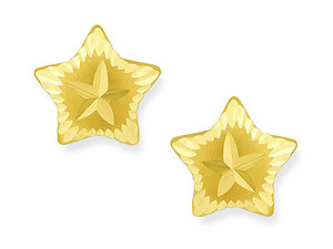 9ct Gold Diamond Cut Star Earrings - 070127