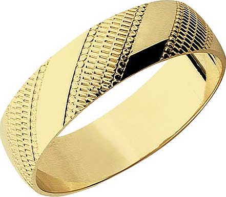 9ct Gold Diamond Cut Wedding Ring - 5mm