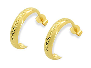 9ct Gold Diamond Cut Wedding Ring Earrings -