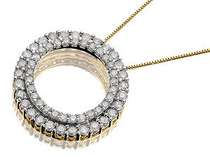 9ct Gold Diamond Double Circle Pendant And Chain