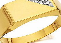 9ct Gold Diamond Gentlemans Signet Ring - 183978
