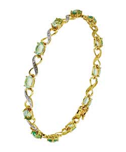 9ct gold Diamond Green Amethyst Bracelet