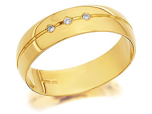 9ct Gold Diamond Grooms Wedding Ring 6mm - 184412