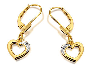 Diamond Heart Drop Earrings 10mm -