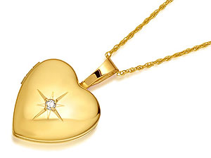 9ct Gold Diamond Heart Locket And Chain - 187235