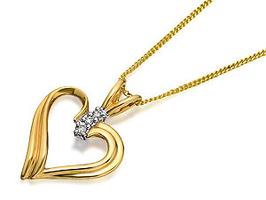 9ct Gold Diamond Heart Pendant And Chain - 045611