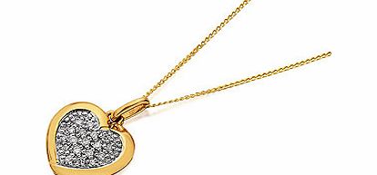 9ct Gold Diamond Heart Pendant And Chain 6pts -