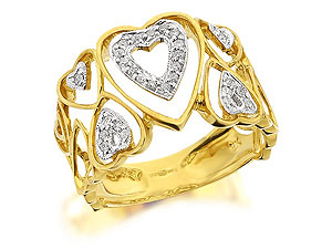 9ct Gold Diamond Heart Ring 18pts - 046053