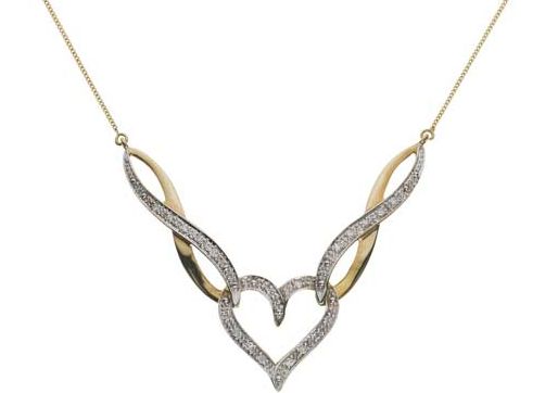 9ct Gold Diamond Heart Twist Necklet