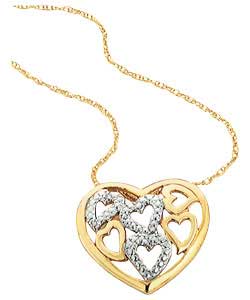 9ct Gold Diamond Multi Heart Pendant