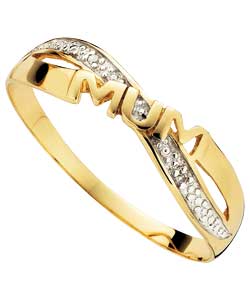 9ct Gold Diamond Mum Crossover Ring