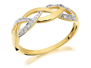 9ct Gold Diamond Plait Ring - 182105