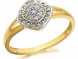 9ct Gold Diamond Rhombus Cluster Ring 10pts -