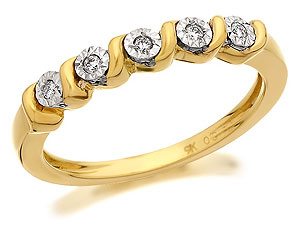 9ct Gold Diamond Ribbon Twist Ring - 045817
