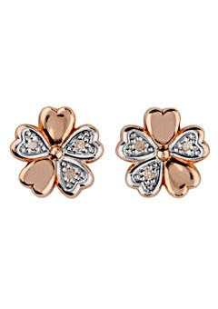 9ct Gold Diamond Set Flower Earrings