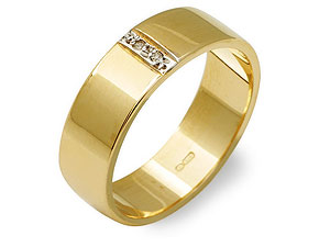 9ct gold Diamond-Set Grooms Wedding Ring 184441-V