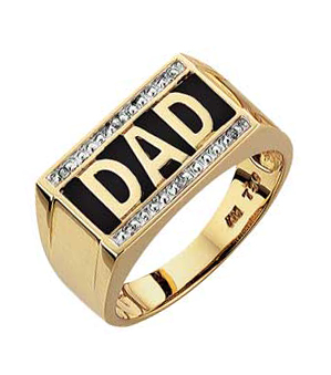 9ct Gold Diamond Set Onyx Dad Ring