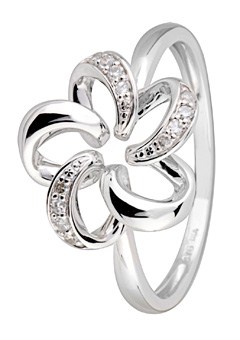 9ct Gold Diamond set Open Flower Ring