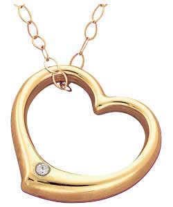 9ct Gold Diamond Set Open Heart Slider Pendant