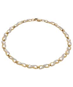 9ct Gold Diamond Set Twist Bracelet
