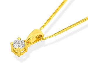9ct Gold Diamond Solitaire Pendant And Chain