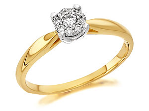 9ct Gold Diamond Starburst Ring 12pts - 046010
